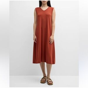 NWT Eileen Fisher V Neck C/L Dress Size XXS Picante Jersey $198